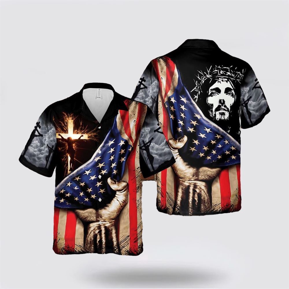 Jesus Christ American Flag Cross Hawaiian Shirt Religious Hawaiian Shirt Christian Aloha Shirt Christian Gift 1 ncbkwa.jpg