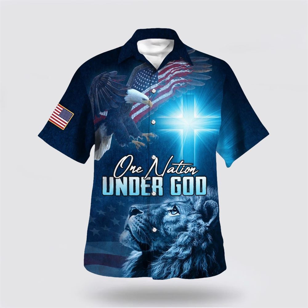 Jesus Christ Lion Eagle One Nation Under God American Hawaiian Shirt Christian Hawaiian Shirt Religious Aloha Shirt 1 jzgtbg.jpg