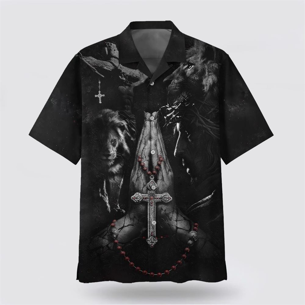 Jesus Hands Praying Lion Hawaiian Shirts Christian Hawaiian Shirt Christian Summer Short Sleeve Shirt 1 nh8zed.jpg