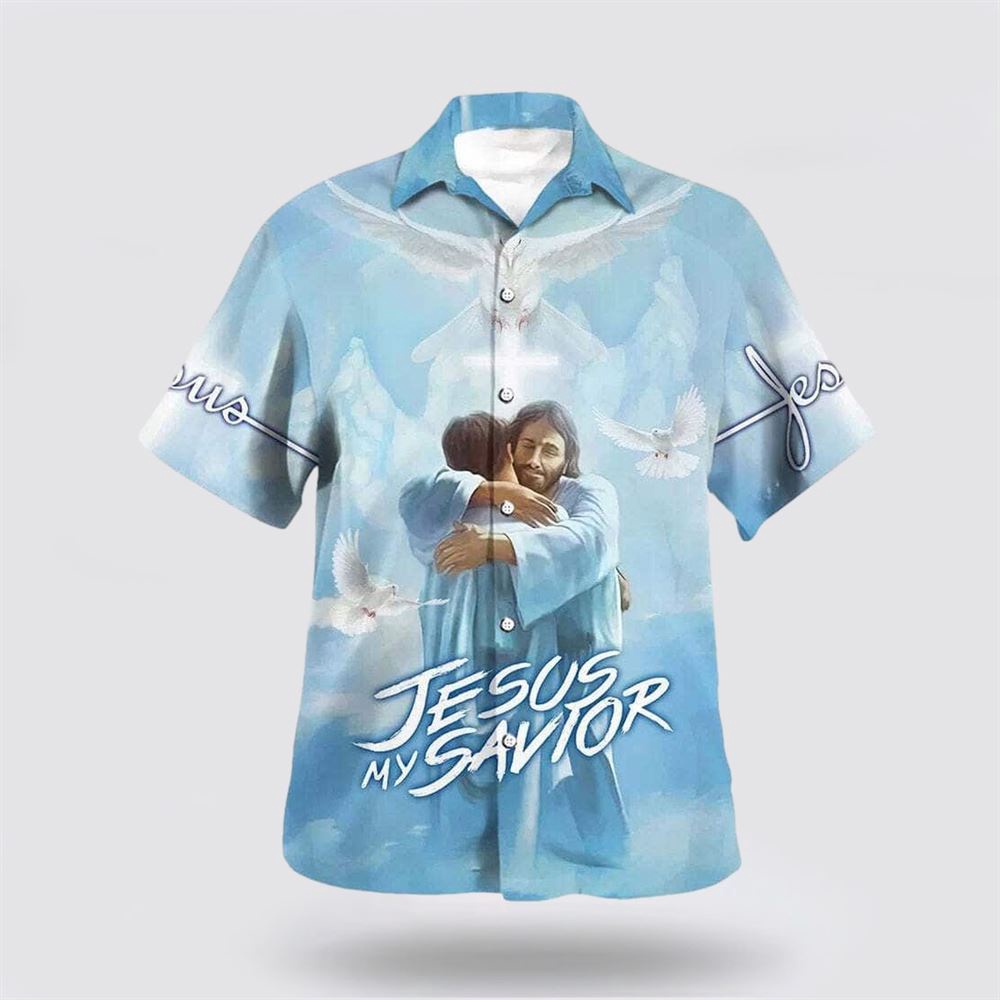 Jesus Is My Savior Jesus Hugging Hawaiian Shirt Christian Hawaiian Shirt Christian Summer Short Sleeve Shirt 1 aopnjf.jpg