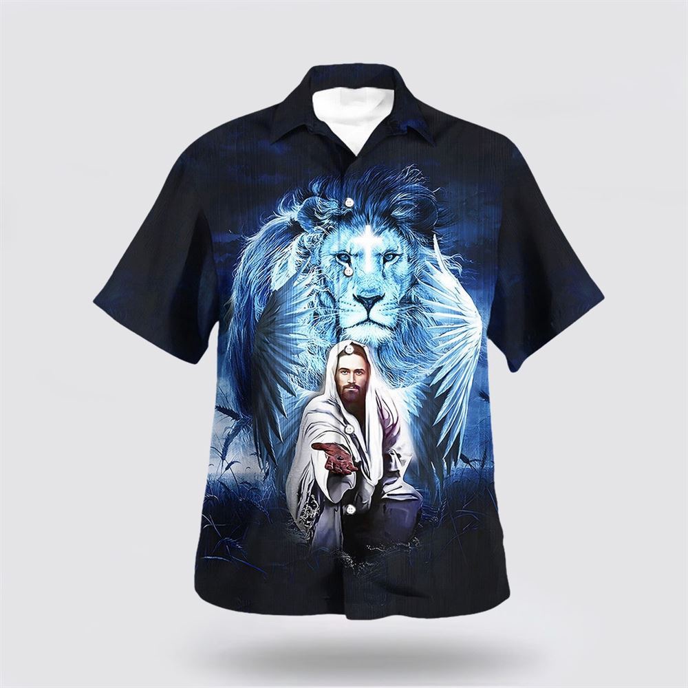 Jesus Lion Jesus Is My God My King My Lord Hawaiian Shirt Christian Hawaiian Shirt Christian Summer Short Sleeve Shirt 1 alhhth.jpg