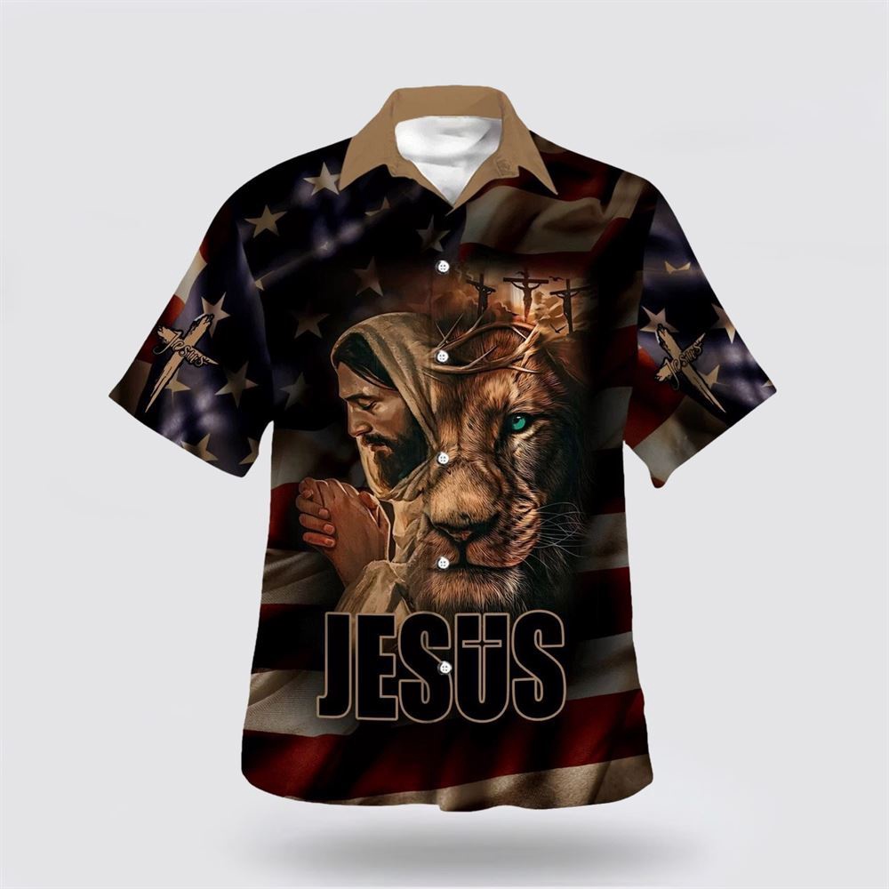 Jesus Lion Of Judah American Flag Hawaiian Shirts Christian Hawaiian Shirt Christian Summer Short Sleeve Shirt 1 f8rz3n.jpg