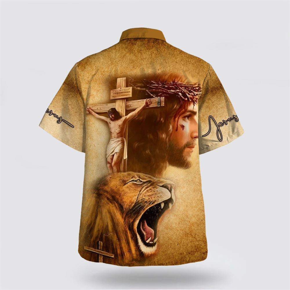 Jesus On The Cross Lion Of Judah Hawaiian Shirt Christian Hawaiian Shirt Christian Summer Short Sleeve Shirt 2 rk370j.jpg