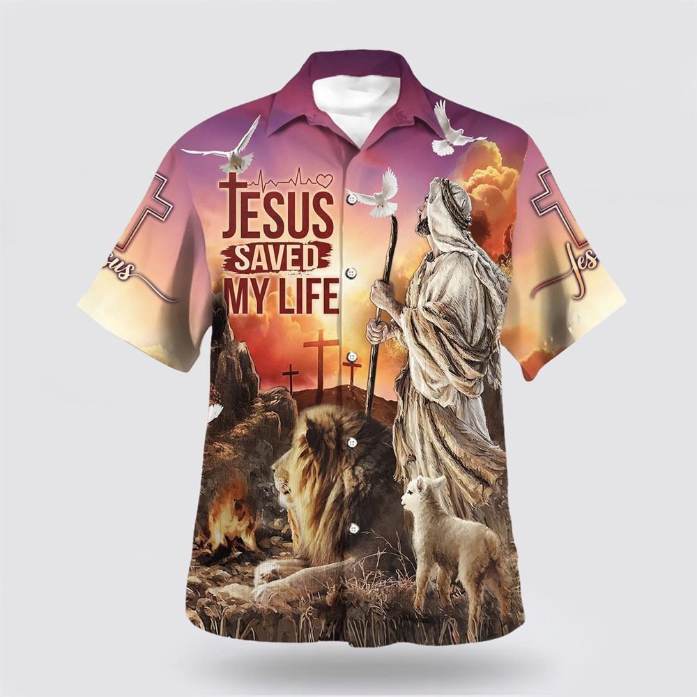 Jesus Saved My Life With The Lamb And Lion Hawaiian Shirt Christian Hawaiian Shirt Christian Summer Short Sleeve Shirt 1 h2lnmi.jpg