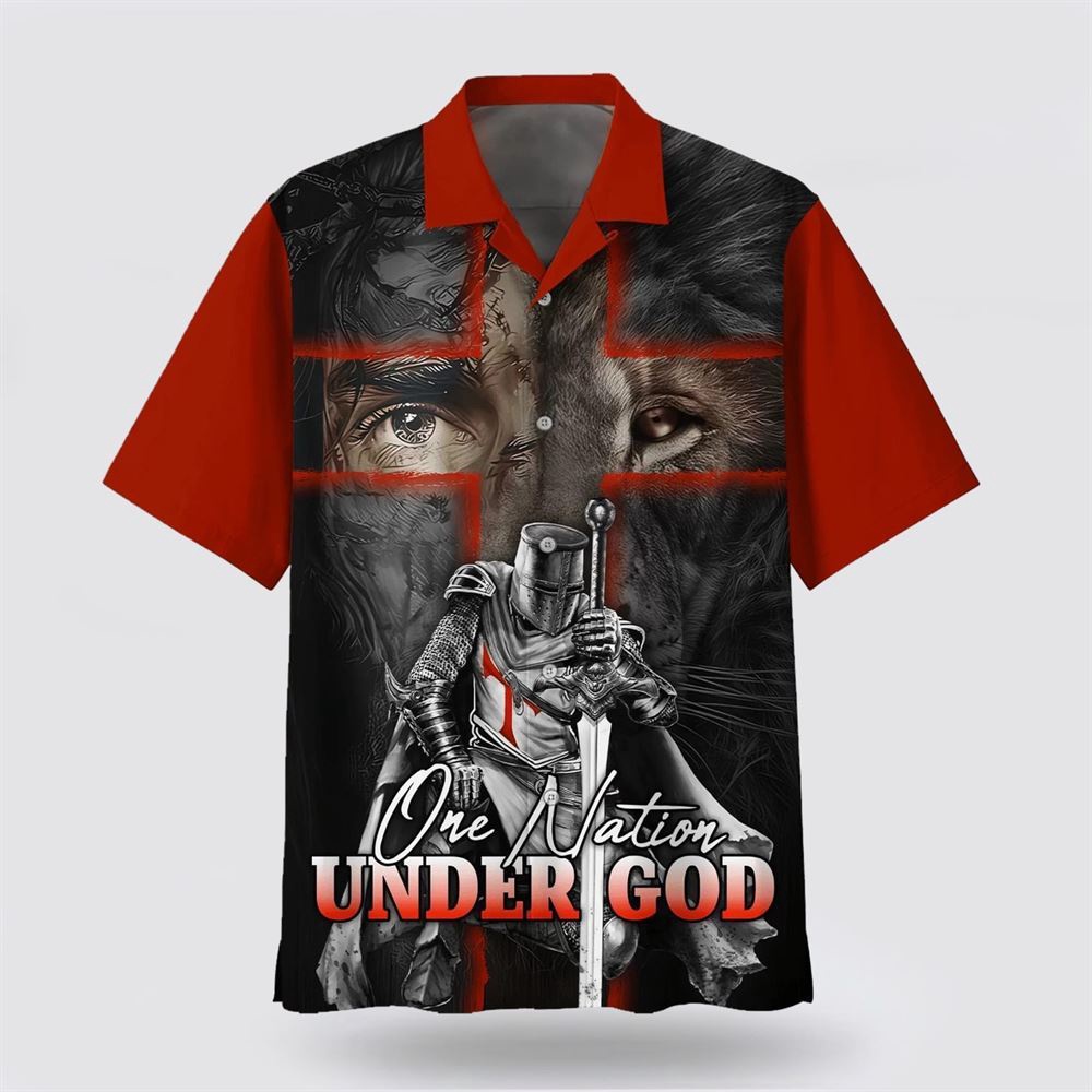 Lion And Warrior One Nation Under God Hawaiian Shirt Christian Hawaiian Shirt Christian Summer Short Sleeve Shirt 1 nxrf80.jpg Lion And Warrior One Nation Under God Hawaiian Shirt Christian Hawaiian Shirt Christian Summer Short Sleeve Shirt 1 nxrf80.jpg