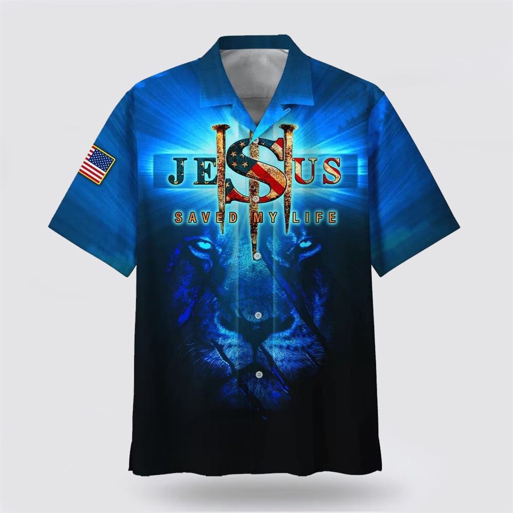 Lion Jesus Saved My Life Hawaiian Shirt Christian Hawaiian Shirt Christian Summer Short Sleeve Shirt 1 xhgfdi.jpg