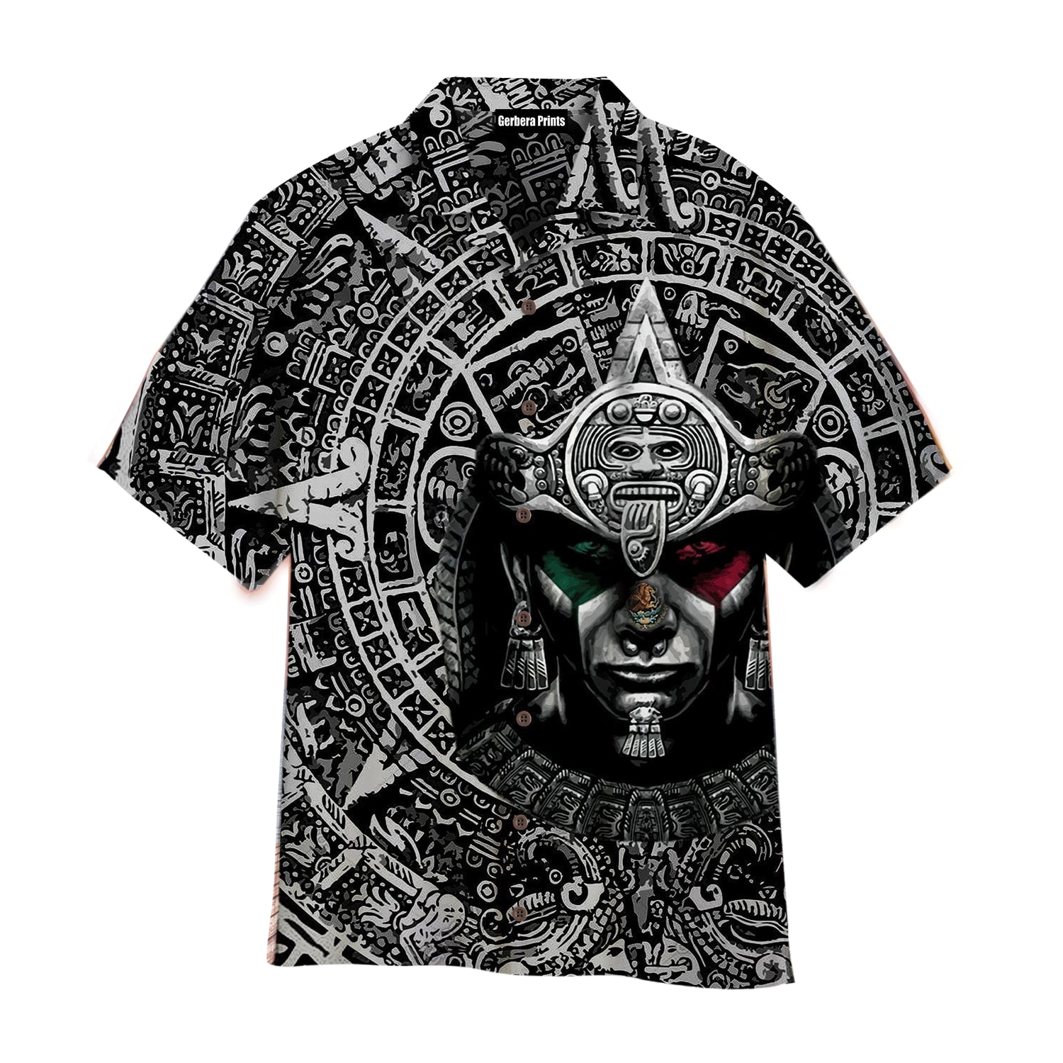 Mexican Hawaiian Shirt Black And White Aztec Warrior Mexican Hawaiian Shirt 1 egwwnj.jpg