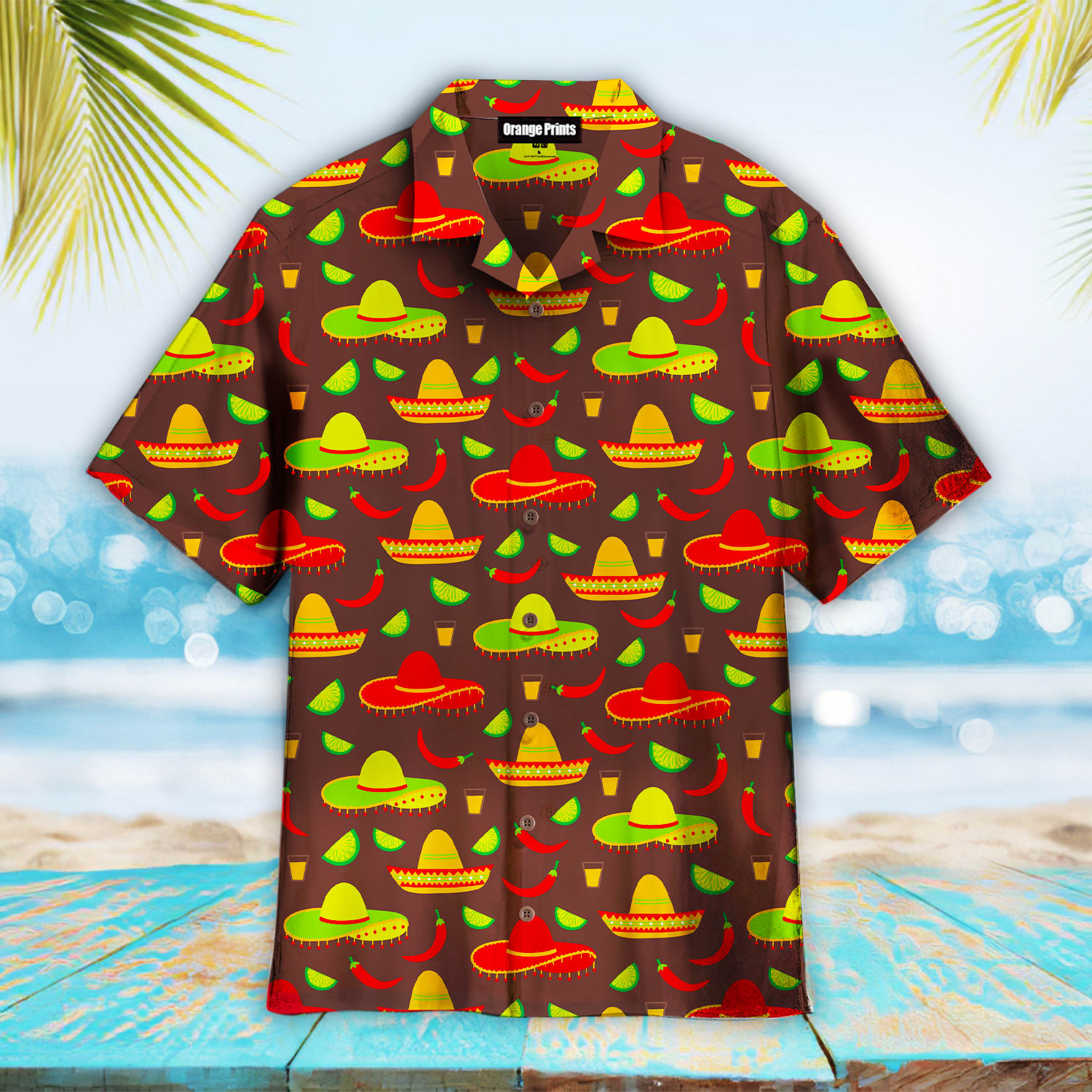 Mexican Hawaiian Shirt Cinco De Mayo Mexican Sombrero Hats Pattern Brown Hawaiian Shirt 2 owzrvl.jpg