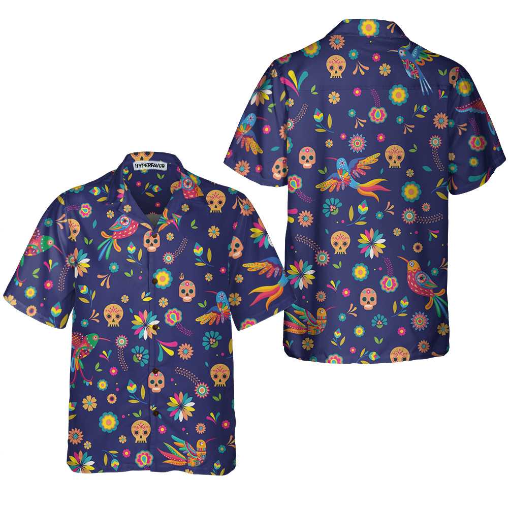 Mexican Hawaiian Shirt Colorful Alebrijes Birds And Bright Floral Mexican Culture Hawaiian Shirt Mexican Sugar Skull Shirt 1 ltsjik.jpg