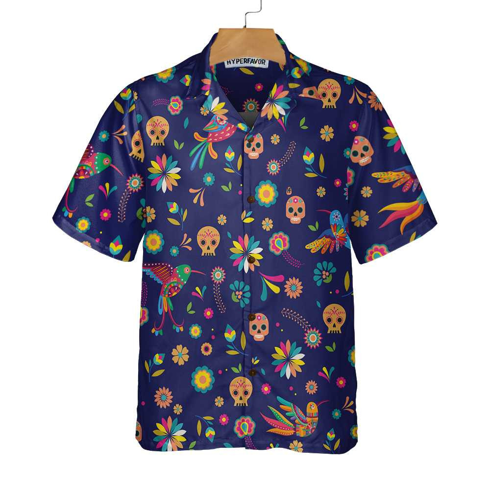 Mexican Hawaiian Shirt Colorful Alebrijes Birds And Bright Floral Mexican Culture Hawaiian Shirt Mexican Sugar Skull Shirt 2 japzaf.jpg