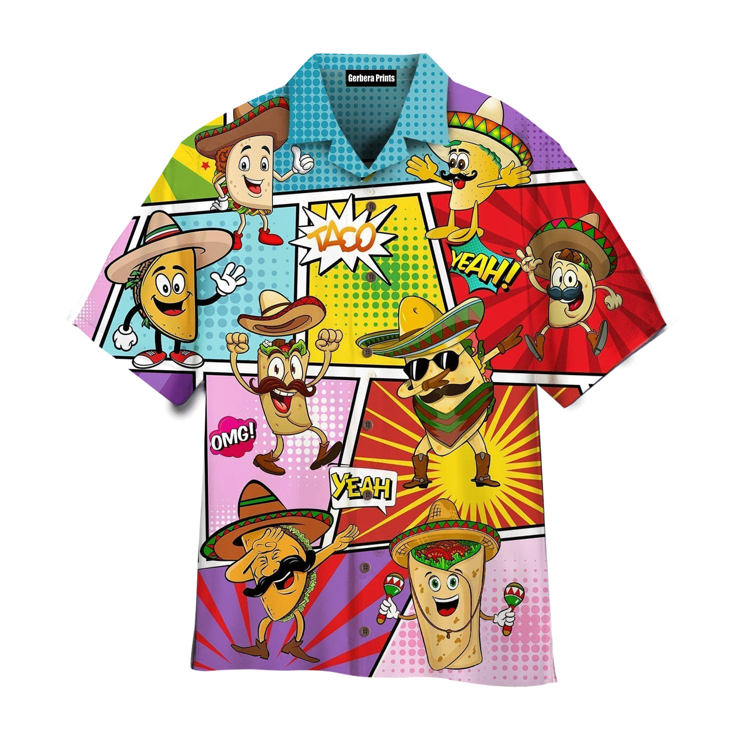 Mexican Hawaiian Shirt Funny Taco Mexican Food Comic Pattern Hawaiian Shirt 1 nyudmm.jpg