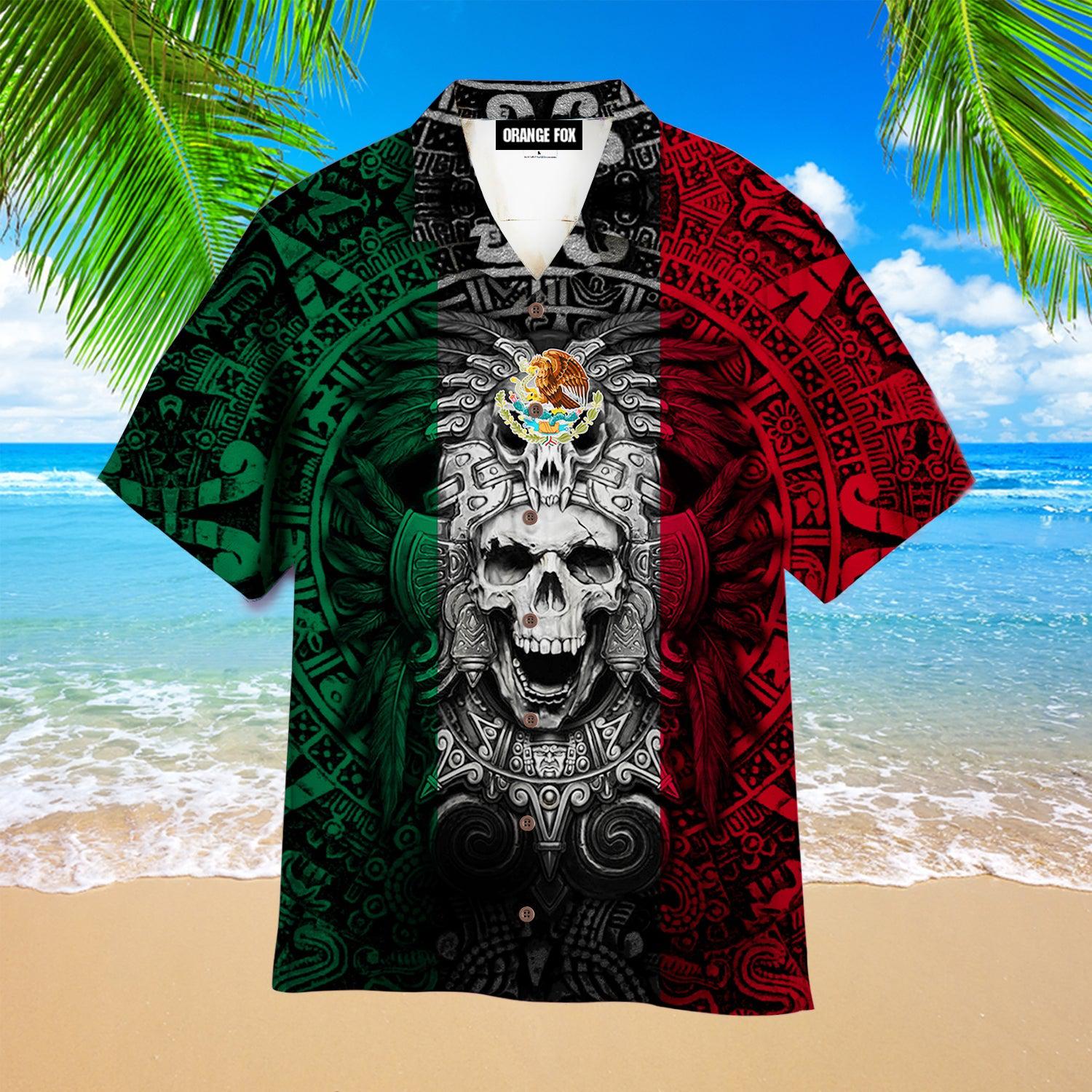 Mexican Hawaiian Shirt Mexican Aztec Warrior Skull Green White And Red Hawaiian Shirt 2 fu2voc.jpg Mexican Hawaiian Shirt Mexican Aztec Warrior Skull Green White And Red Hawaiian Shirt 2 fu2voc.jpg