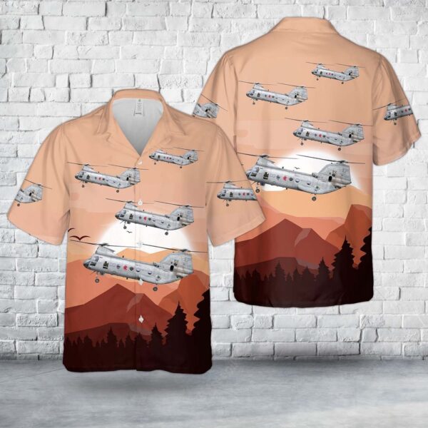 Military Hawaiian Shirt, US Marine Corps Boeing Vertol CH-46E Sea Knight HMM-265 Dragons Hawaiian Shirt