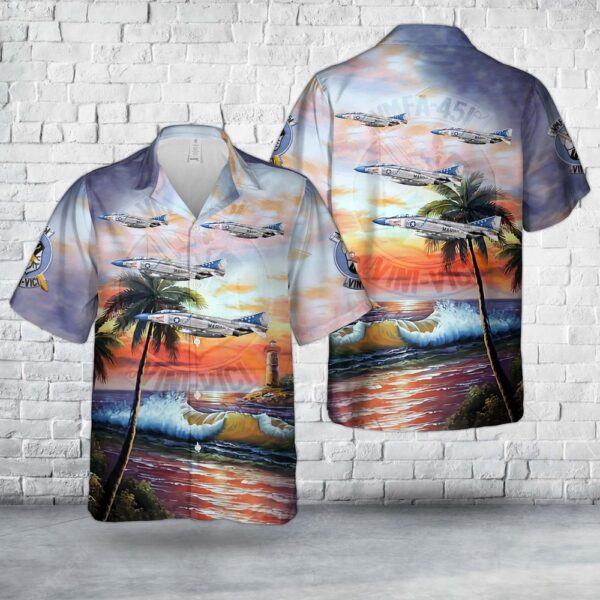 Military Hawaiian Shirt, US Marine Corps F4J Phantom-II Of VMFA-451 Warlords Hawaiian Shirt