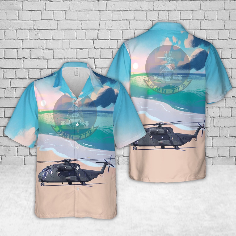 Military Hawaiian Shirt US Marine Corps Sikorsky CH 53A Sea Stallion S 65A HMH 772 MAG 49 Hawaiian Shirt 1 eftkty.jpg