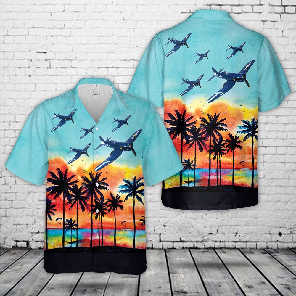 Military Hawaiian Shirt US Marine Corps VMF 512 Mad Cossack Chance Vought F4U Corsair USS Gilbert Islands July 1945 Hawaiian Shirt 1 vkkgji.jpg