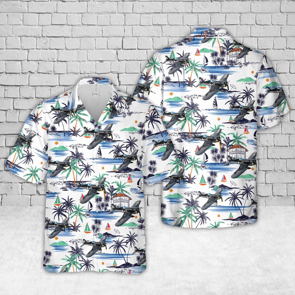 Military Hawaiian Shirt US Marine Corps Vought F4U4 Corsair VMF 214 Black Sheep Squadron during the WWII Hawaiian Shirt 1 bzmtmt.jpg