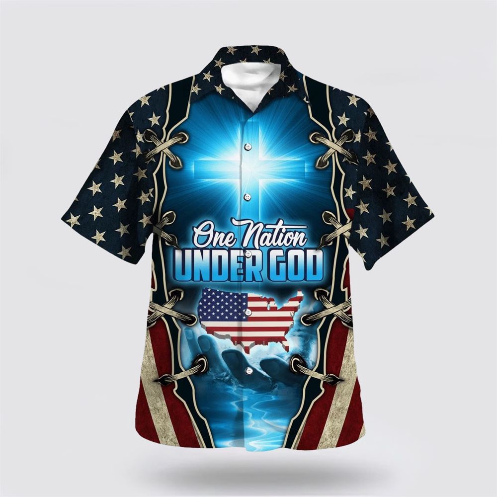 One Nation Under God American Cross Hawaiian Shirt Christian Hawaiian Shirt Christian Summer Short Sleeve Shirt 1 axbwu7.jpg