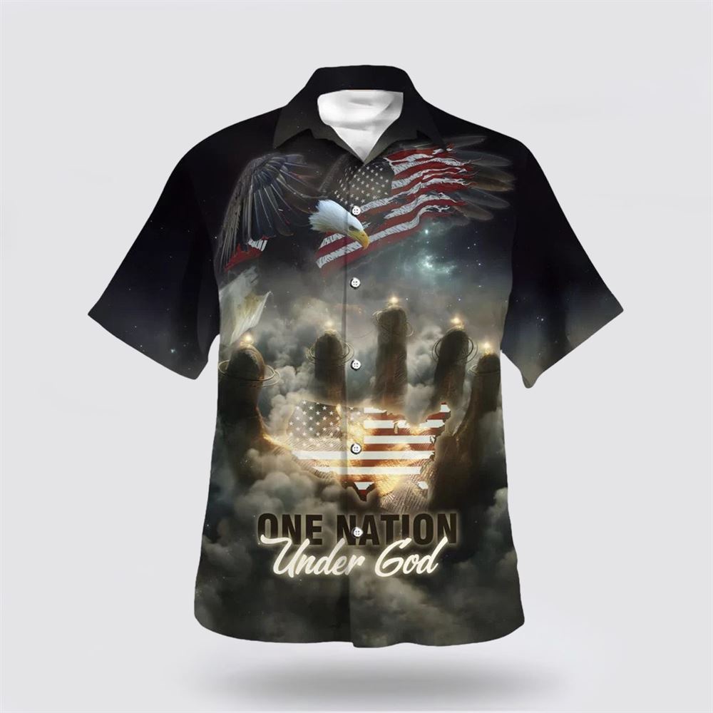 One Nation Under God American Flag With Jesus Cross Tee For Freedom Day Hawaiian Shirt Christian Hawaiian Shirt Christian Summer Short Sleeve Shirt 1 pqdexc.jpg
