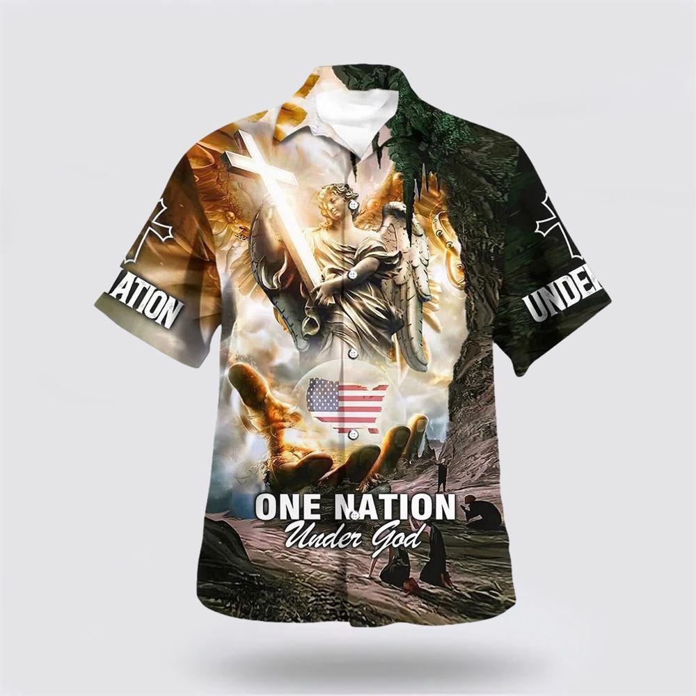 One Nation Under God Christian Hawaiian Shirts Christian Hawaiian Shirt Christian Summer Short Sleeve Shirt 1 qkkhf2.jpg