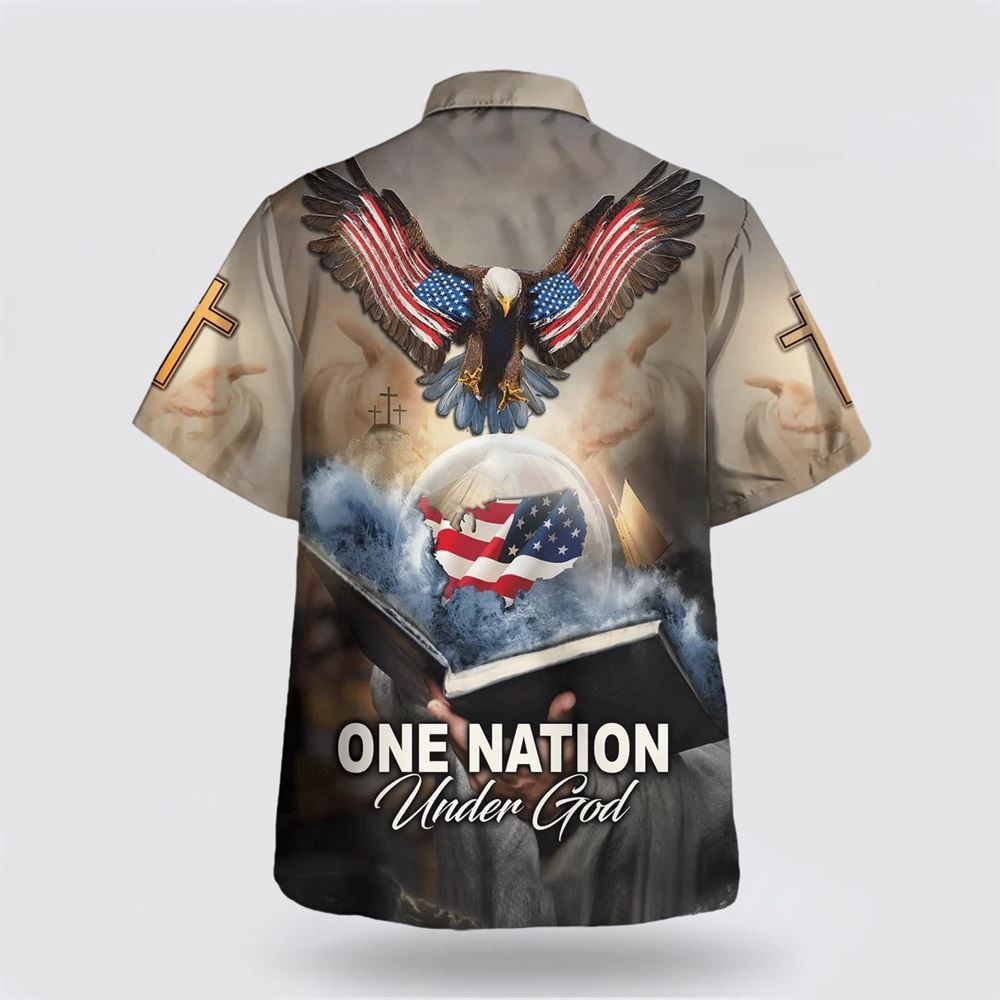 One Nation Under God Eagle With American Hawaiian Shirt Christian Hawaiian Shirt Christian Summer Short Sleeve Shirt 2 ihs4hj.jpg