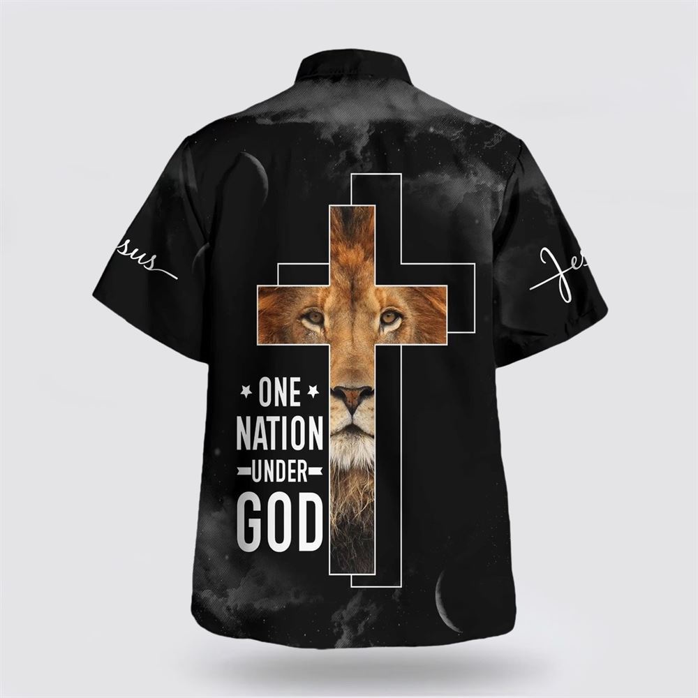 One Nation Under God Lion Cross Hawaiian Shirts Christian Hawaiian Shirt Christian Summer Short Sleeve Shirt 2 rdfxpf.jpg