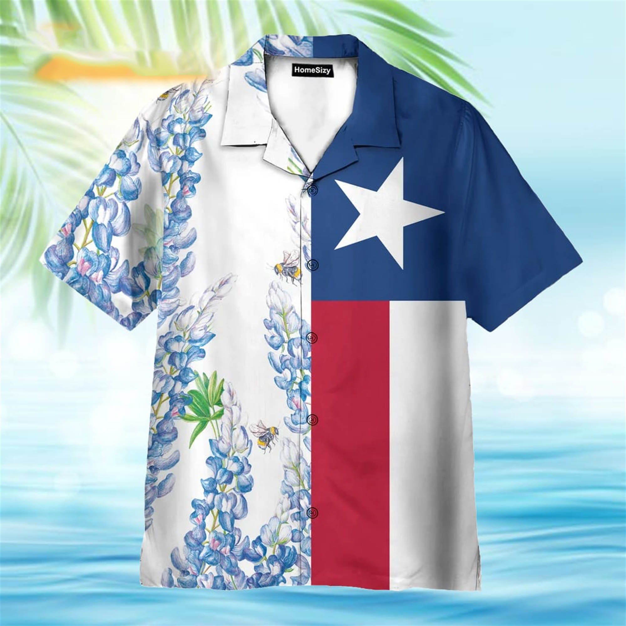 Texas Flag Bluebonnets Hawaiian Shirt