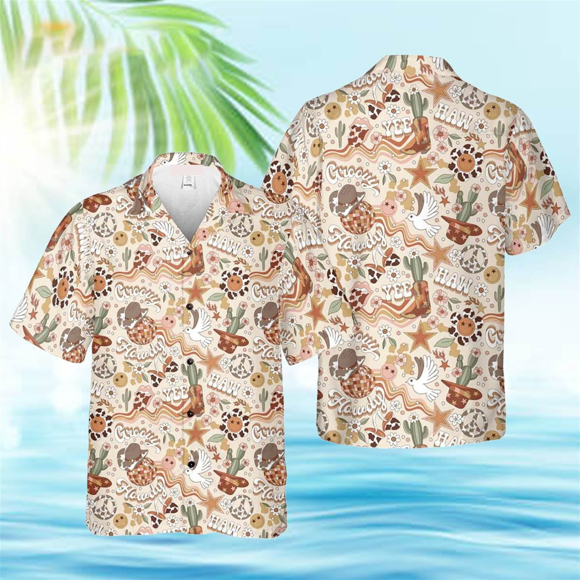 Texas Howdy Groovy Cowgirls Western Pattern Hawaiian Shirt Texas Howdy Groovy Cowgirls Western Pattern Hawaiian Shirt