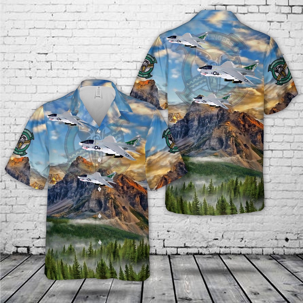 US Navy Attack Squadron 105 ATKRON 105 VA 105 Gunslingers A 7e 1980 Corsair II Hawaiian Shirt 1 sy9eke.jpg US Navy Attack Squadron 105 ATKRON 105 VA 105 Gunslingers A 7e 1980 Corsair II Hawaiian Shirt 1 sy9eke.jpg