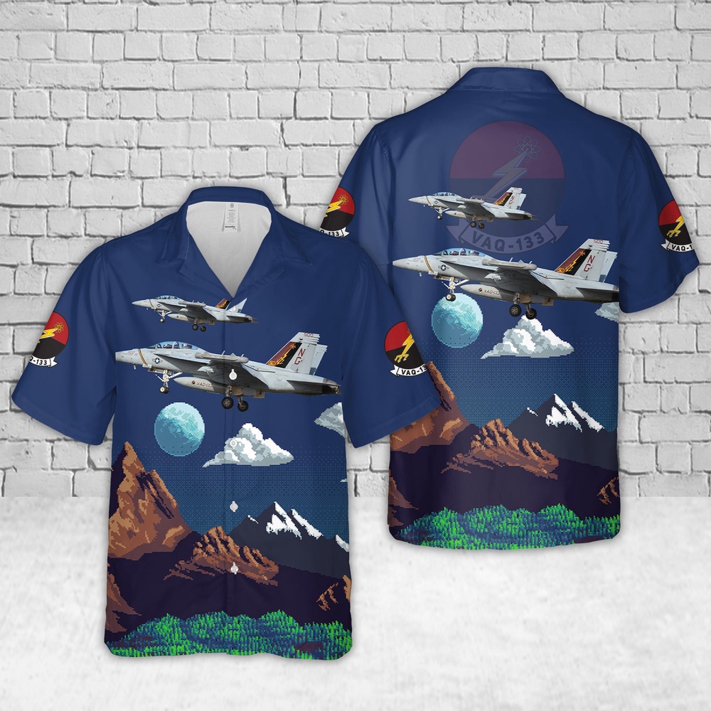 US Navy Boeing EA 18G Growler Of Electronic Attack Squadron 133 VAQ 133 Wizards Hawaiian Shirt 1 dpvgch.jpg