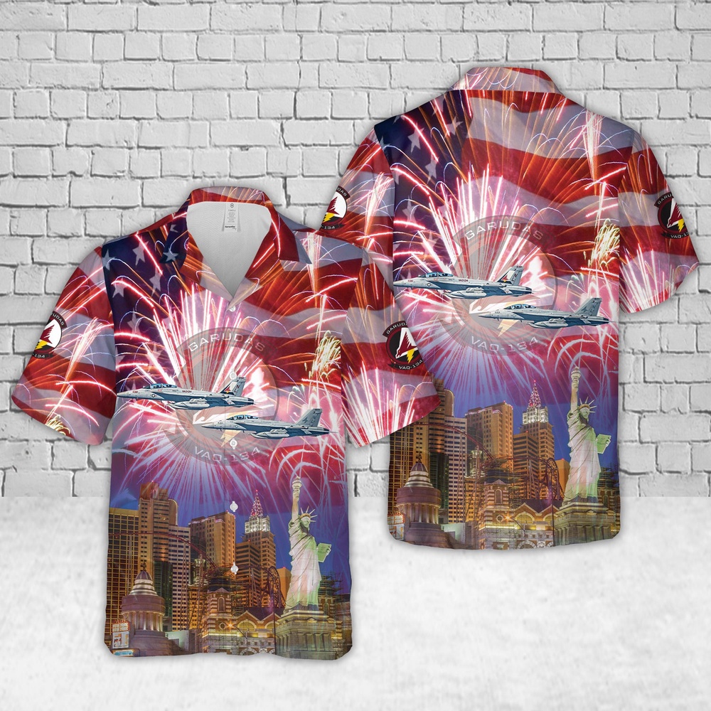 US Navy Boeing EA 18G Growler Of Electronic Attack Squadron 134 VAQ 134 4th Of July Hawaiian Shirt 1 t5uh4r.jpg