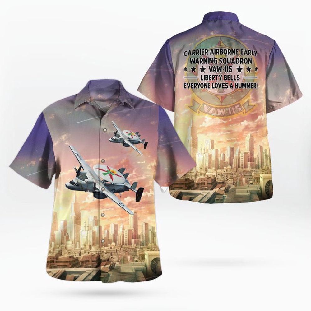 US Navy Carrier Airborne Early Warning Squadron 115 VAW 115 Liberty Bells E 2C Hawkeye Hawaiian Shirt 1 i60wjq.jpg US Navy Carrier Airborne Early Warning Squadron 115 VAW 115 Liberty Bells E 2C Hawkeye Hawaiian Shirt 1 i60wjq.jpg
