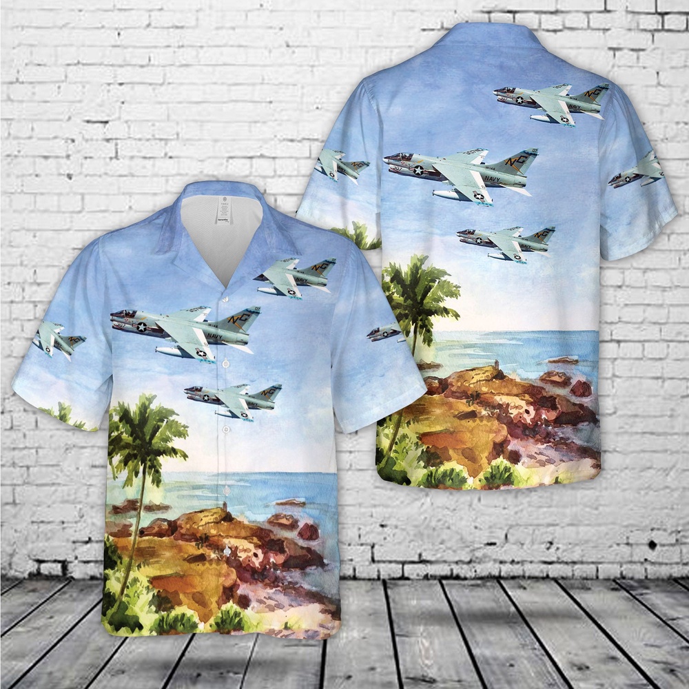 US Navy Corsair II BuNo 156863 of Attack Squadron 146 VA 146 Blue Diamonds Hawaiian Shirt 1 ohar51.jpg