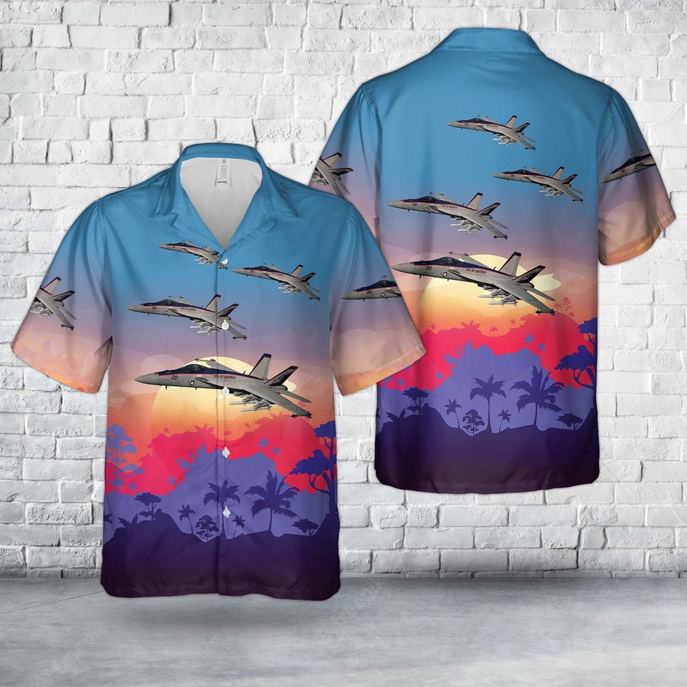 US Navy FA 18E Super Hornet Of Strike Fighter Squadron 137 VFA 137 Kestrels Hawaiian Shirt 1 thvurz.jpg