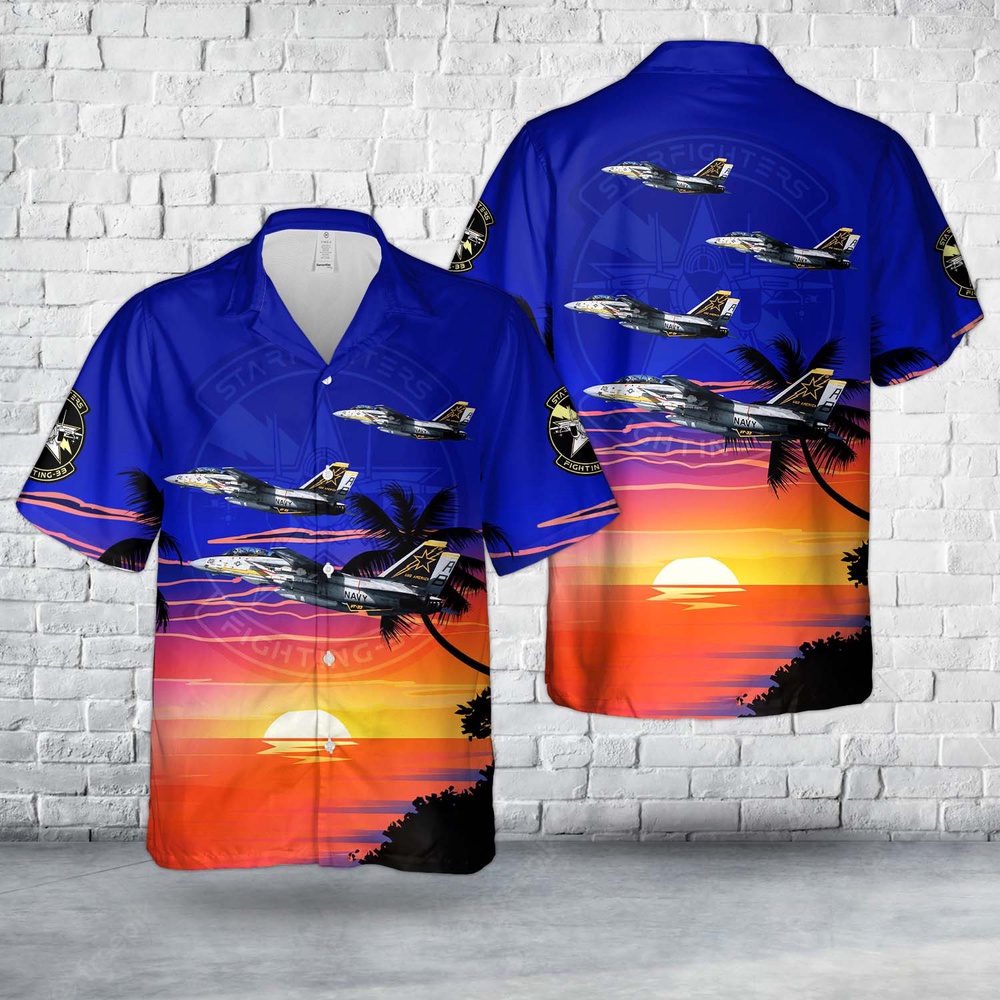 US Navy Grumman F 14A 75 GR Tomcat BuNo 159428 from Fighter Squadron 33 VF 33 Starfighters Hawaiian Shirt 1 asvmu8.jpg US Navy Grumman F 14A 75 GR Tomcat BuNo 159428 from Fighter Squadron 33 VF 33 Starfighters Hawaiian Shirt 1 asvmu8.jpg