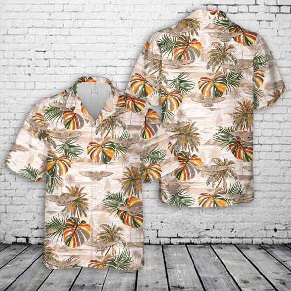 Us Navy Hawaiian Shirt, US Navy Air Warfare Wings Insignia Hawaiian Shirt, Military Hawaiian Shirt