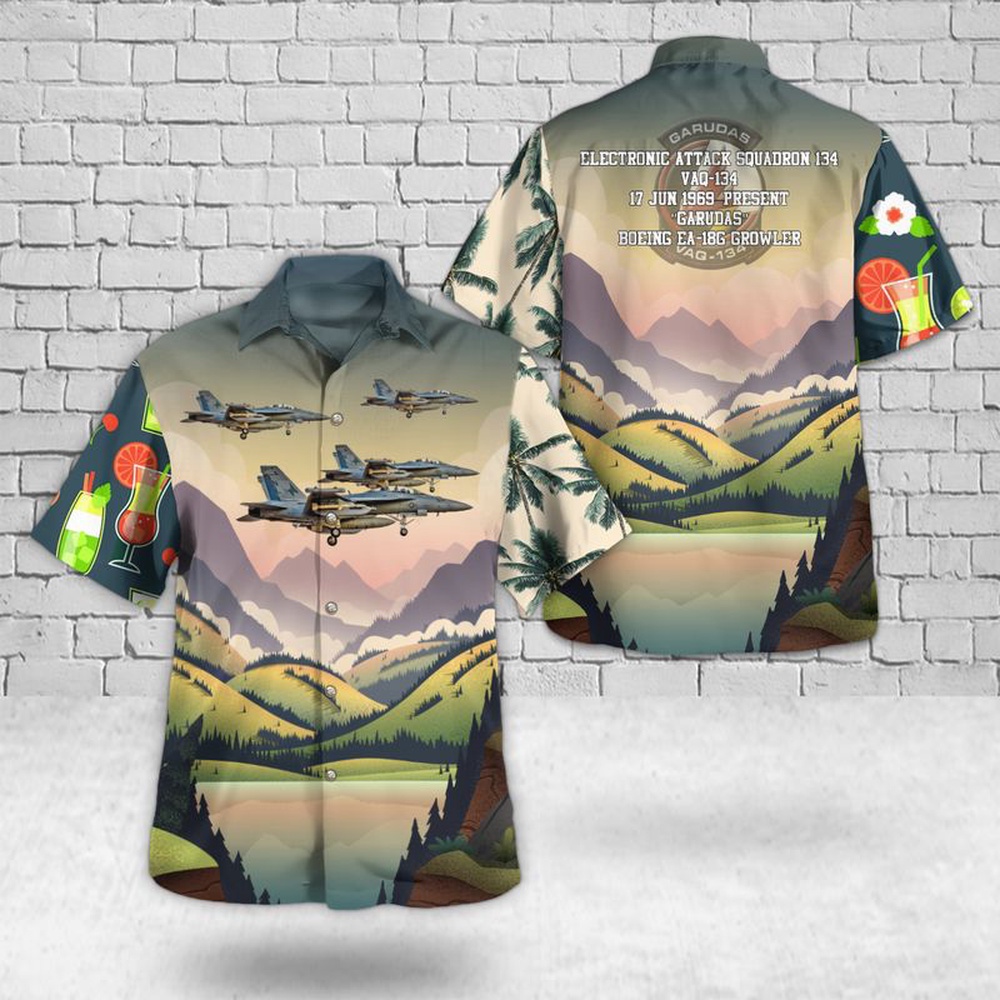 Us Navy Hawaiian Shirt US Navy EA 18G Growler of VAQ 134 Garudas Hawaiian Shirt Military Hawaiian Shirt 1 lqwpbm.jpg
