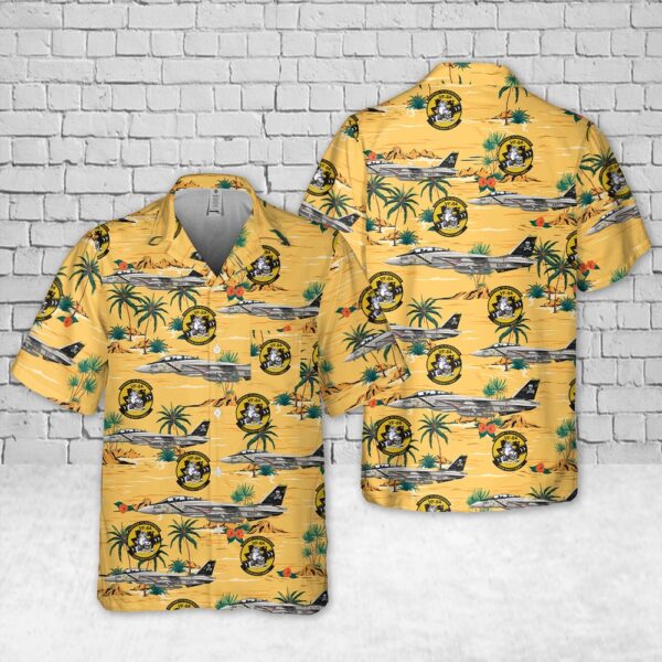 Us Navy Hawaiian Shirt, US Navy F-14A Tomcat Of VF-84 Jolly Rogers Pocket Hawaiian Shirt, Military Hawaiian Shirt