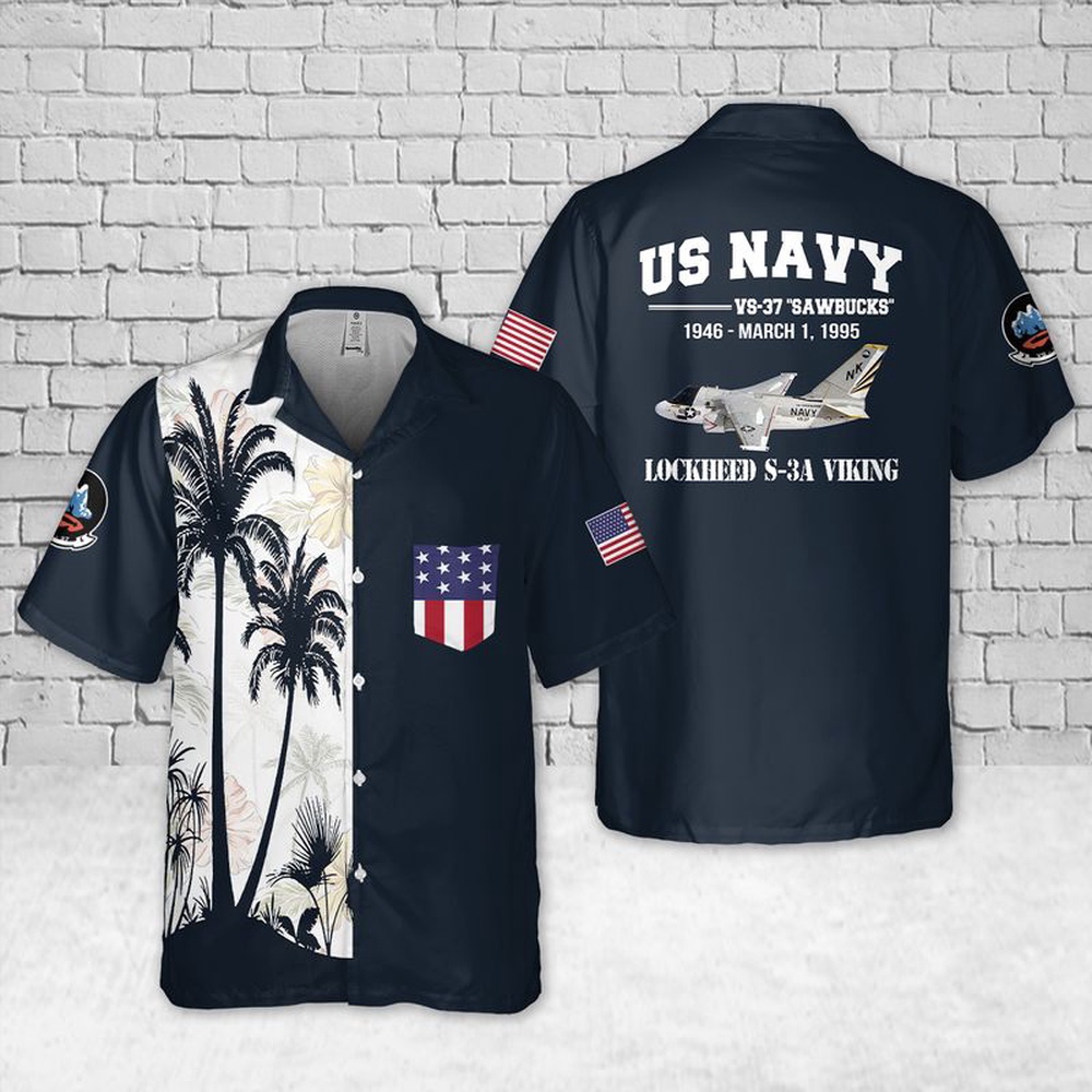 Us Navy Hawaiian Shirt US Navy Lockheed S 3A Viking Of VS 37 Sawbucks Pocket Hawaiian Shirt Military Hawaiian Shirt 1 oqxkc0.jpg