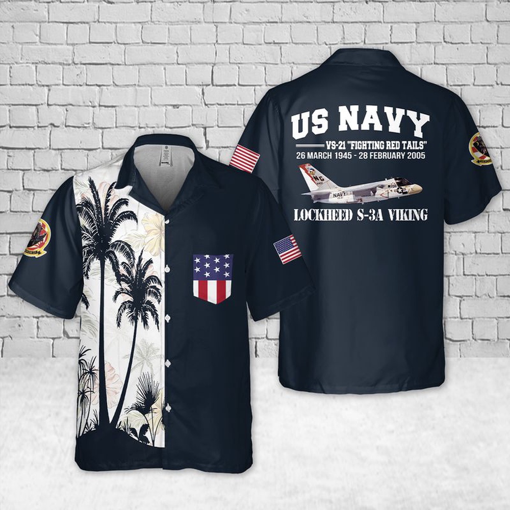 Us Navy Hawaiian Shirt US Navy Lockheed S 3A Viking VS 21 Fighting Red Tails Pocket Hawaiian Shirt Military Hawaiian Shirt 1 ft2xjl.jpg