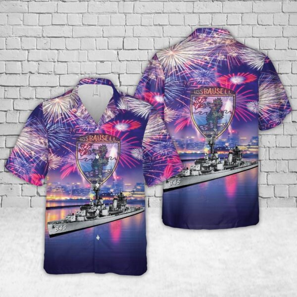 Us Navy Hawaiian Shirt, US Navy USS Bausell (DD-845) 4th Of July Hawaiian Shirt, Military Hawaiian Shirt