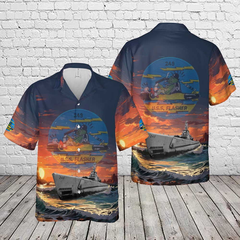 Us Navy Hawaiian Shirt US Navy USS Flasher SS 249 Gato class submarine In WWII Hawaiian Shirt Military Hawaiian Shirt 1 naozul.jpg