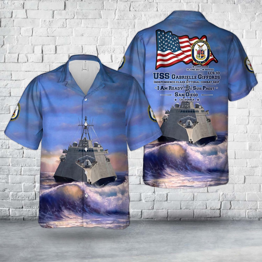 Us Navy Hawaiian Shirt US Navy USS Gabrielle Giffords LCS 10 Independence class littoral combat ship Hawaiian Shirt Military Hawaiian Shirt 1 u0pwy8.jpg