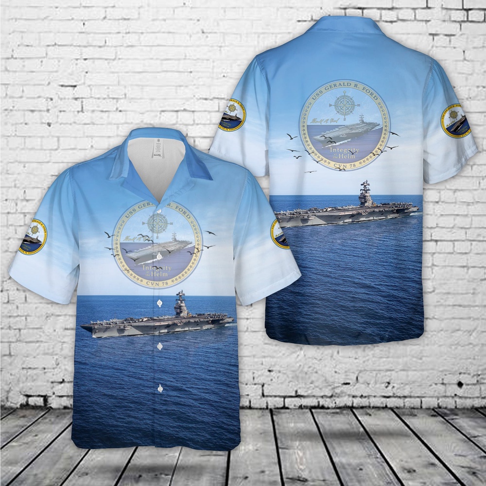 Us Navy Hawaiian Shirt US Navy USS Gerald R. Ford CVN 78 Hawaiian Shirt Military Hawaiian Shirt 1 autxbm.jpg