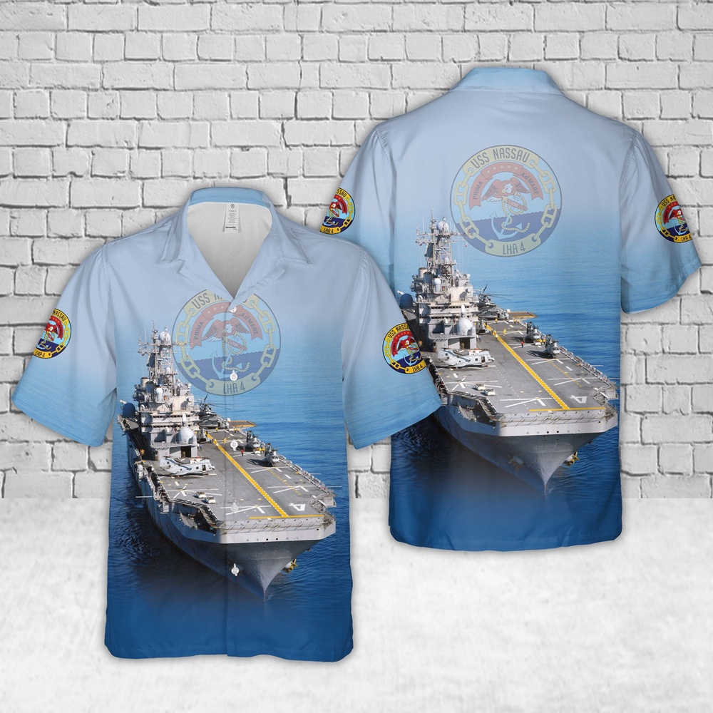 Us Navy Hawaiian Shirt US Navy USS Nassau LHA 4 Tarawa class amphibious assault ship Hawaiian Shirt Military Hawaiian Shirt 1 eiofdh.jpg
