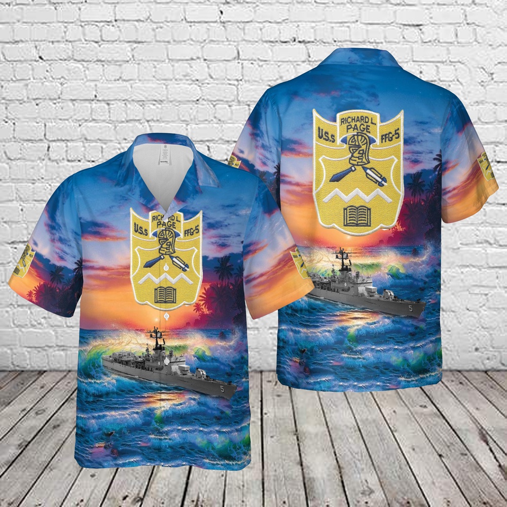 Us Navy Hawaiian Shirt US Navy USS Richard L. Page FFG 5 Hawaiian Shirt Military Hawaiian Shirt 1 isngub.jpg