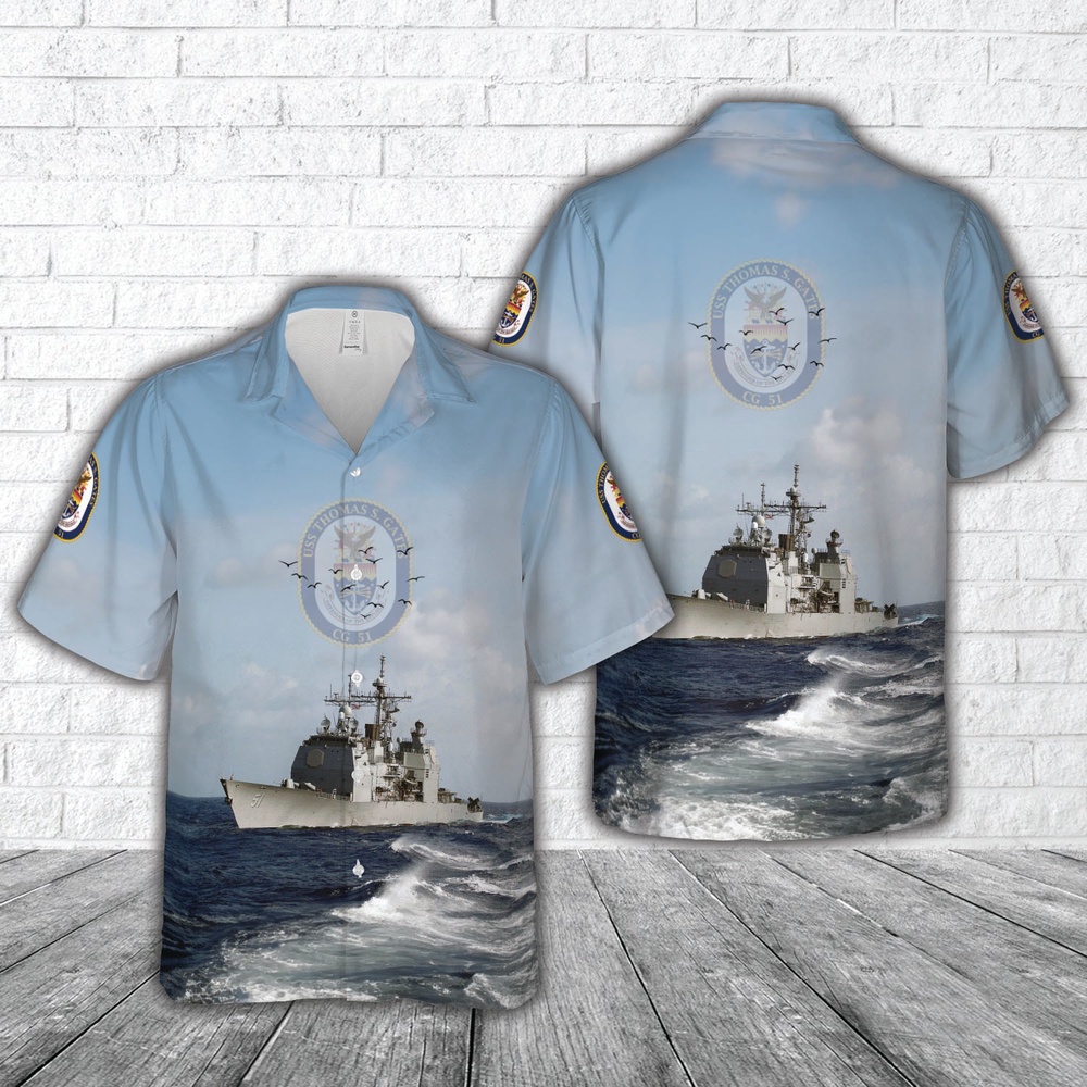 Us Navy Hawaiian Shirt US Navy USS Thomas S. Gates CG 51 Ticonderoga class cruiser Hawaiian Shirt Military Hawaiian Shirt 1 pqvagj.jpg