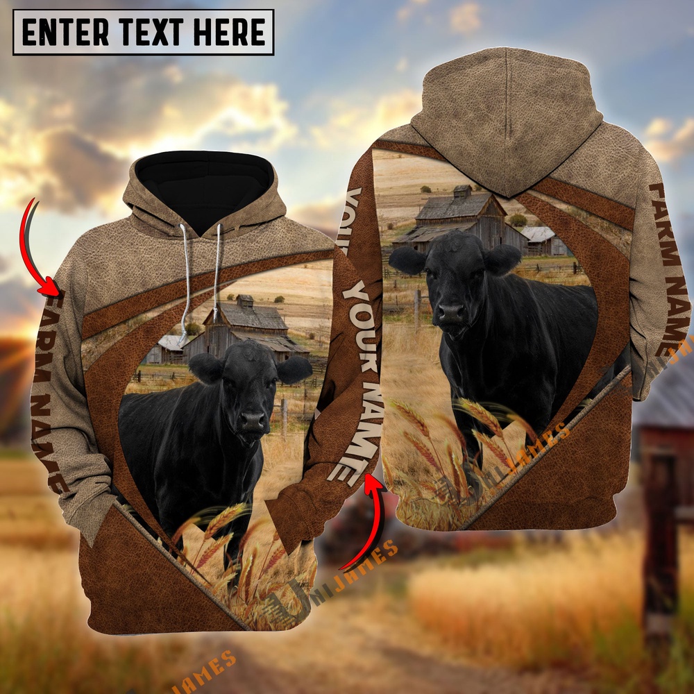 Black Angus Personalized Name Farm Name 3D Mix Leather Pattern Hoodie Farm Hoodie Farmher Shirt 1 pvq4ao.jpg