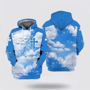 Blue Jesus Face All Over Print…