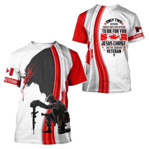 Canadian Veteran Jesuss 3D T-Shirt, Christian…